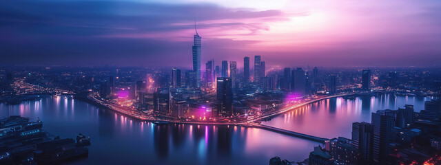 Fototapeta premium Vision of a Smart City Showcasing Modern Architecture and Seamless Integration of Technology and Green Spaces