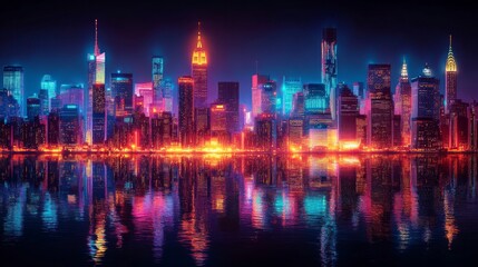 Neon Cityscape at Night