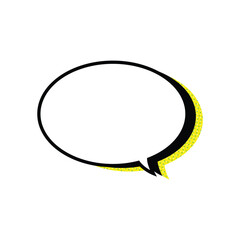 Retro empty halftone comic speech bubble template isolated on white background. Vector design.