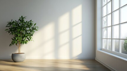 Potted Plant by Sunlit Window