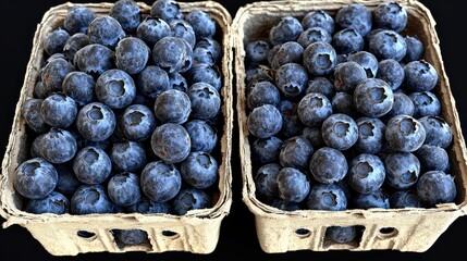 Fresh Blueberries in Cardboard Containers   Organic Fruit Market Produce