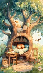 childrens_book_illustration_a_cozy_childrens_room,generation AI