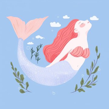 recommend clip art: Cute Mermaid Illustration  Underwater Fantasy  Sea Creature  Fairy Tale  Ocean  Fantasy Ar