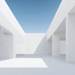 Obraz premium white minimal architecture building background mockup