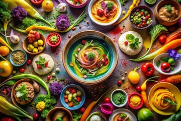 Vibrant Food Art: Kaleidoscopic Colors and Creative Plating for Culinary Photography