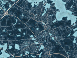 Painterly Style City Map of Bad Salzuflen, Germany in a Blue Color Scheme.