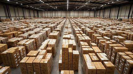Warehouse Full of Cardboard Boxes.
