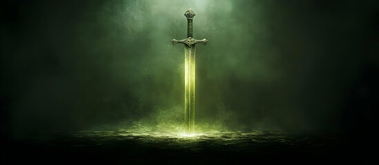 Glowing Sword In Darkness.
