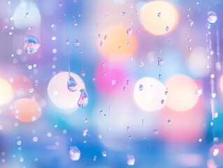 Fototapeta premium Rain-Kissed Window Background Twinkling Stars and Reflections for Cozy Indoors