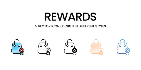 Rewards vector icons set ready to use wed and mobile apps.