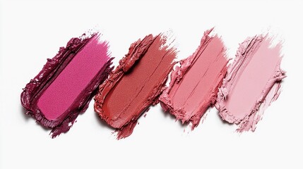 Set of lipstick samples isolated on white