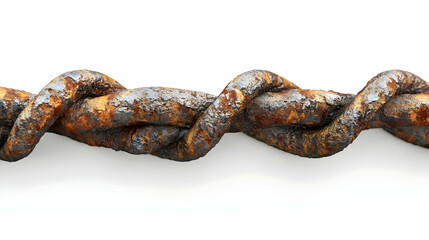 Rusty Twisted Metal Chain Closeup.