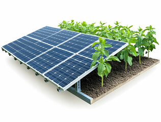 Fototapeta premium Solar Panels Over Green Plants.