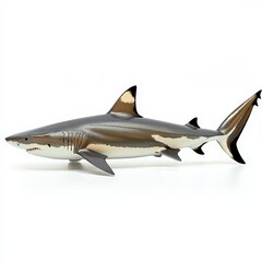 Obraz premium Blacktip Reef Shark Isolated on White Background Marine Life Underwater Animal Ocean P