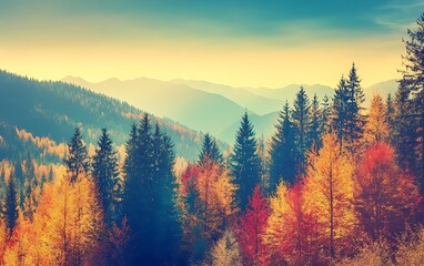 Obraz premium Colorful autumn landscape in the Carpathian mountains. Ukraine, Europe.