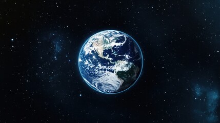 Fototapeta premium A detailed image of the Earth from space, with stars and a nebula in the background.