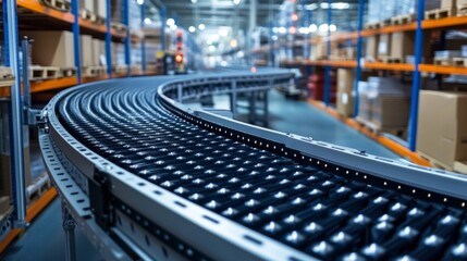 Warehouse Conveyor Belt in Motion