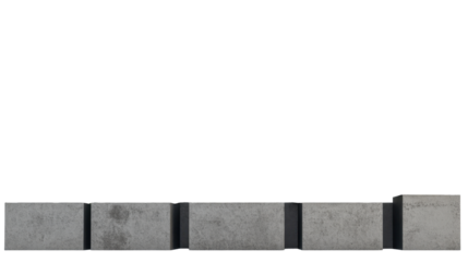A series of five concrete blocks arranged in a row.