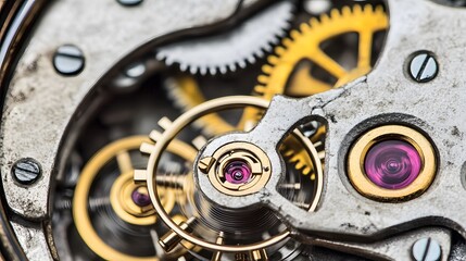 Intricate dismantled mechanical watch with detailed gears and springs on dark background, symbolizing precision and complexity in teardown analysis.