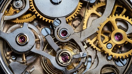Intricate dismantled mechanical watch with detailed gears and springs on dark background, symbolizing precision and complexity in teardown analysis.
