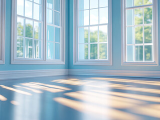Fototapeta premium Colonial Mansion Background Large Windows and Oak Details for Classic Elegance