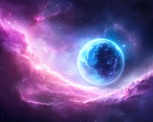 Obraz premium A stunning cosmic scene the vibrant colors of a celestial world filled with stars and nebulae awaits your imagination
