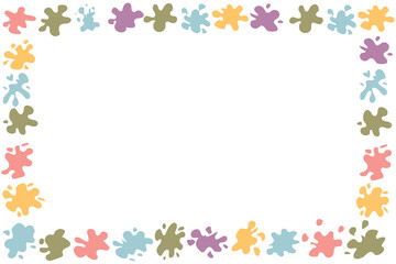 Background of colorful splashes. Bright spots, paint, set of design elements. Colorful set of paint splashes. Round flat collection of splashes, fluid decorative shapes. Various splashes and drops