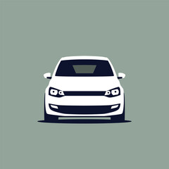 White car icon front view. Vector illustration