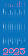 2025 calendar vertical creative design