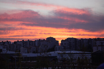 sunset, sky, clouds, city, sun, silhouette, sunrise, evening, orange, cloud, dusk, night, nature, building, skyline, urban, red, landscape, blue, light, dark, buildings, cityscape, architecture, dawn