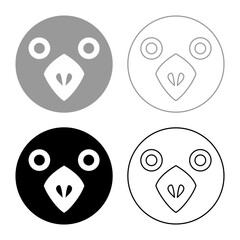 Head of bird set icon grey black color vector illustration image solid fill outline contour line thin flat style