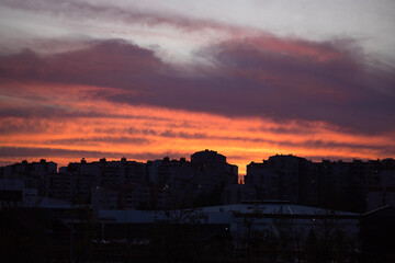 sunset, sky, clouds, city, sun, silhouette, sunrise, evening, orange, cloud, dusk, night, nature, building, skyline, urban, red, landscape, blue, light, dark, buildings, cityscape, architecture, dawn