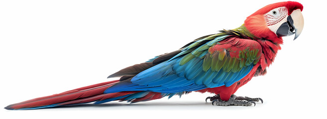 Obraz premium Red and Blue Macaw Parrot Isolated on White Background.