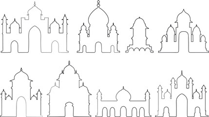 Indian palaces, parts of architecture, traditional famous landmark, design elements