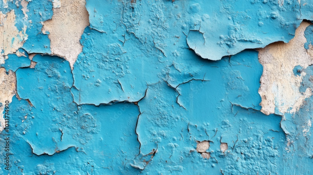 Poster Peeling Blue Paint Texture