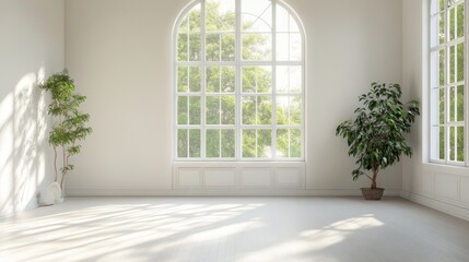 Bright Minimalist Interior with Large Windows