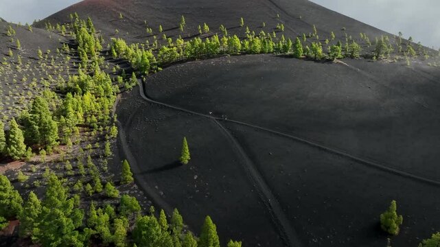Aerial drone view of the landscape of La Palma, Canary Islands, Spain