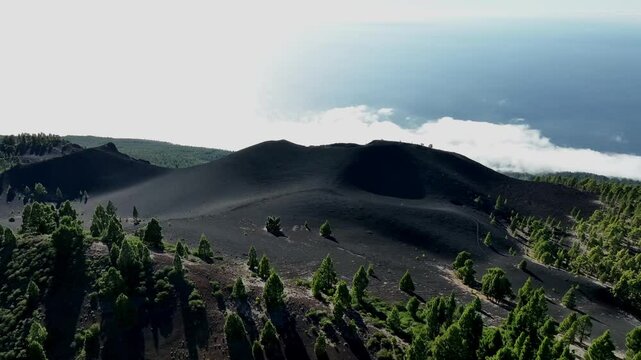 Aerial drone view of the landscape of La Palma, Canary Islands, Spain