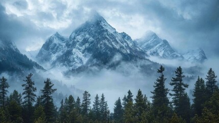 Majestic Snow-Capped Mountain Peaks