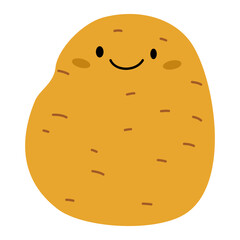 Flat vector illustration on white background in children's style. Potato with cute face. Vector illustration