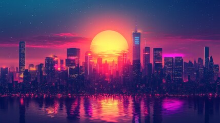 Fototapeta premium Futuristic Neon Cityscape