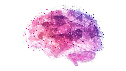 Digital AI electronic brain on transparent background