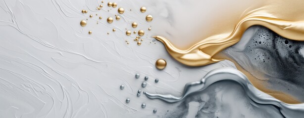 Elegant abstract swirls of gold and silver hues