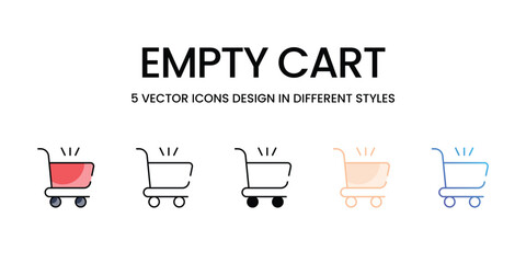Empty Cart vector icons set ready to use wed and mobile apps.