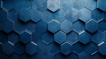 Geometric Blue Hexagon Wall