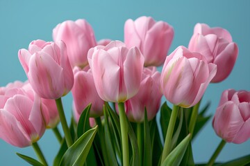 Naklejka premium A bunch of pink tulips are in a vase