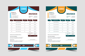 Unique colorful Creative Corporate eye-catching Invoice design vector pro template layout