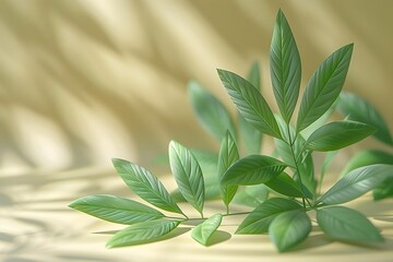 Fototapeta premium Fresh Green Leaves in Soft Natural Light for Botanical Design