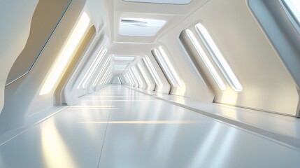 Obraz premium Futuristic Interior with Bright Linear Lights