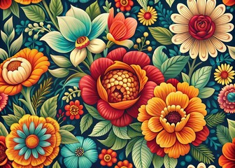 Vintage Floral Patterns in Flat Design Style for Retro Illustration Lovers